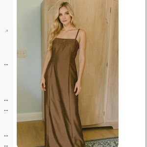 Vintage 90’s Y2k Chocolate Brown Beaded Prom Dress Maxi Fairy Rachel 12